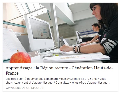 Contrat d'apprentissage la région Hauts-de-France recrute !